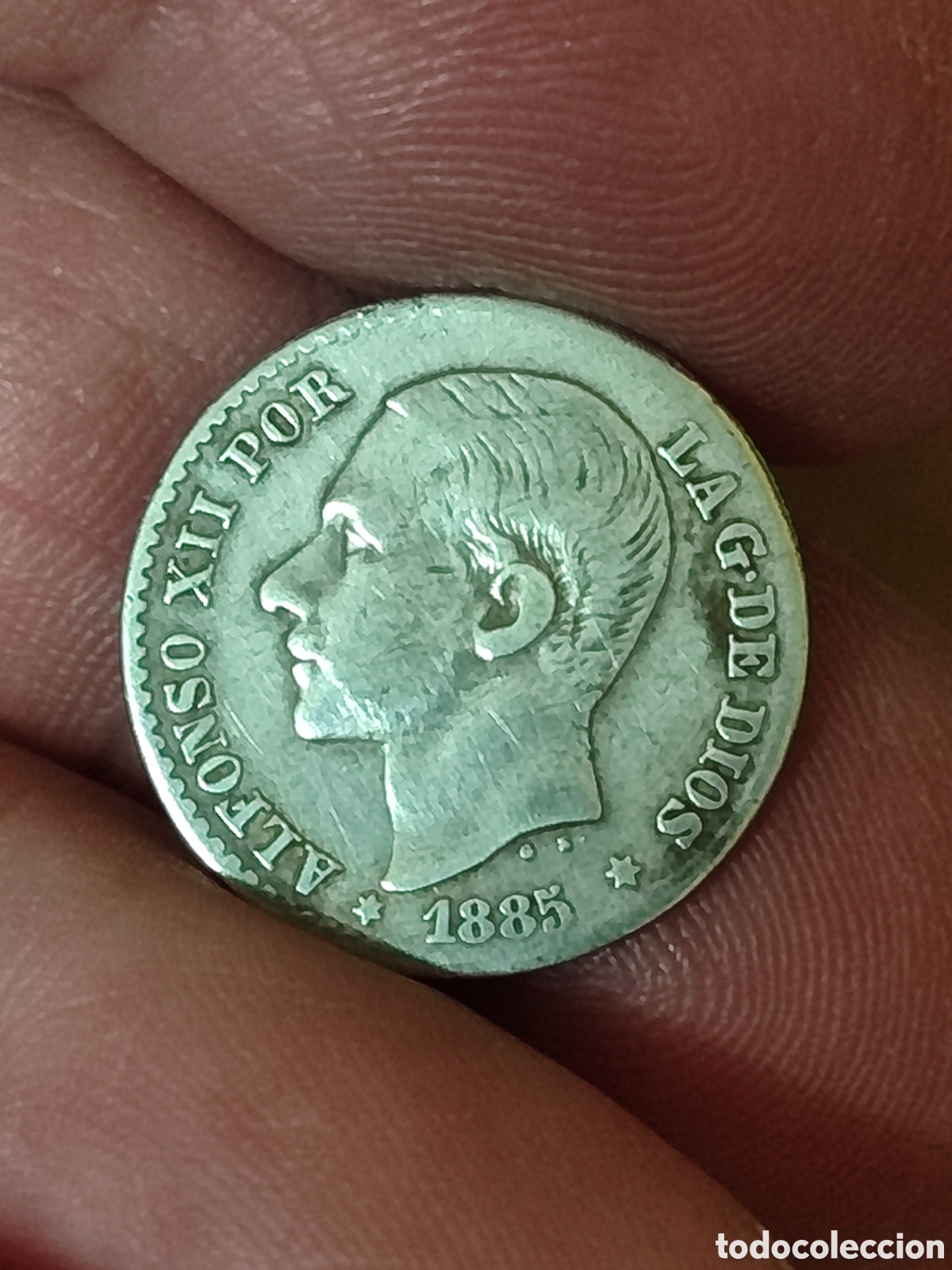 Monedas Franco: 50 c&eacute;ntimos Alfonso XII 1885 - Foto 3