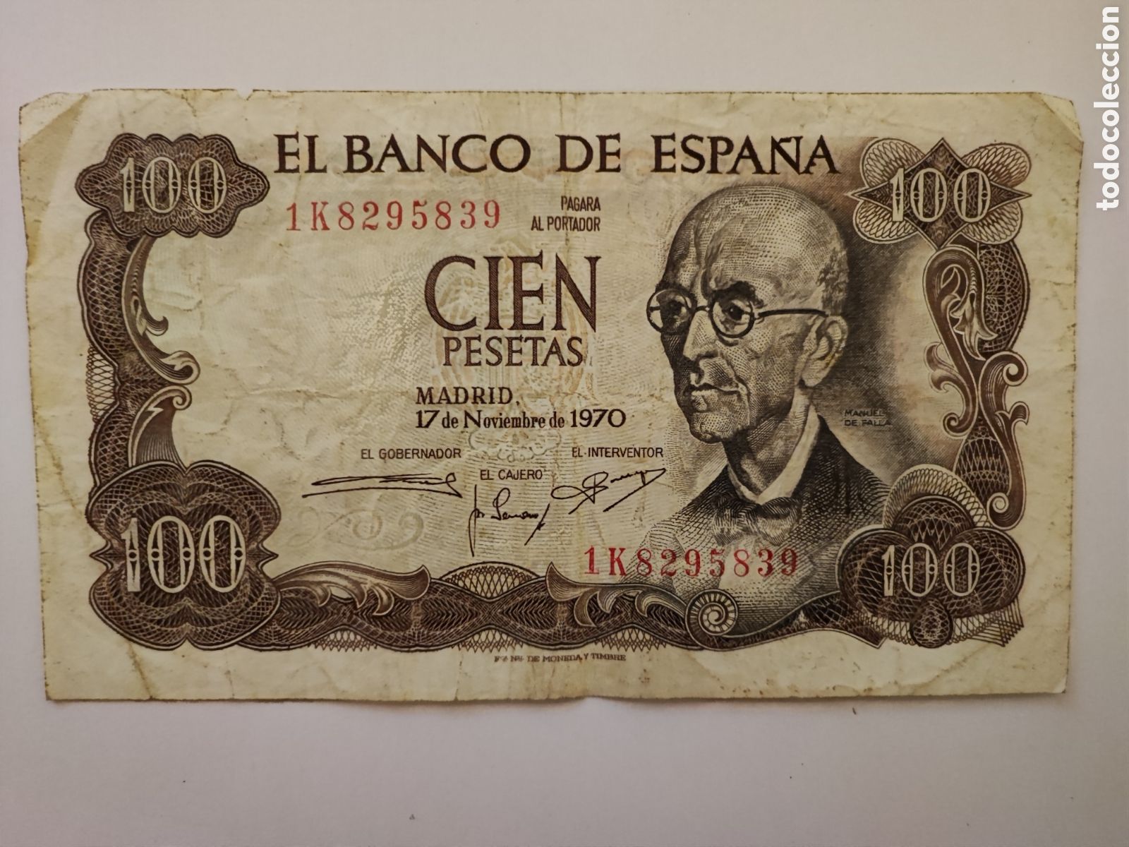 Monedas Franco: BILLETE 100 PESETAS. 1970. SERIE 1K8295839