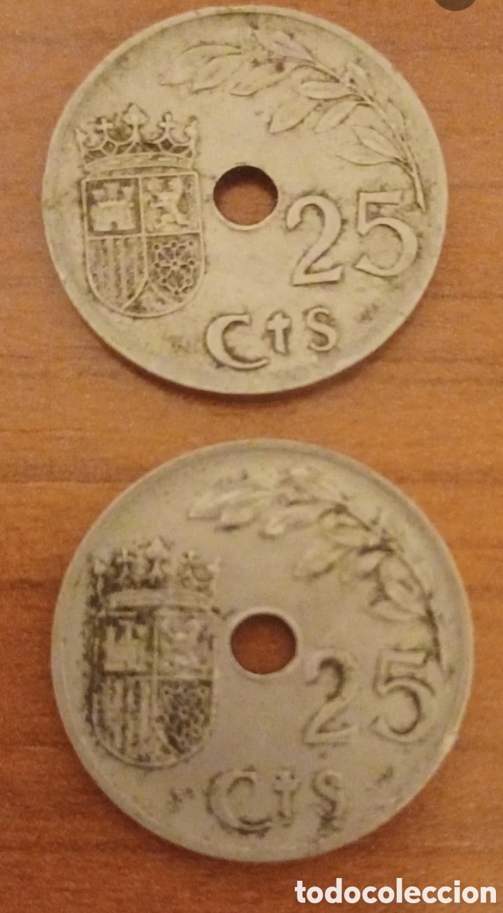 Monedas Franco: 2 monedas 25 c&eacute;ntimos 1937 - Foto 1