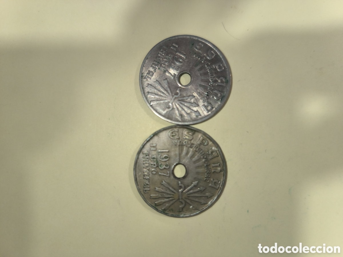 Monedas Franco: 25 centimos de 1937 caudillo - Foto 2