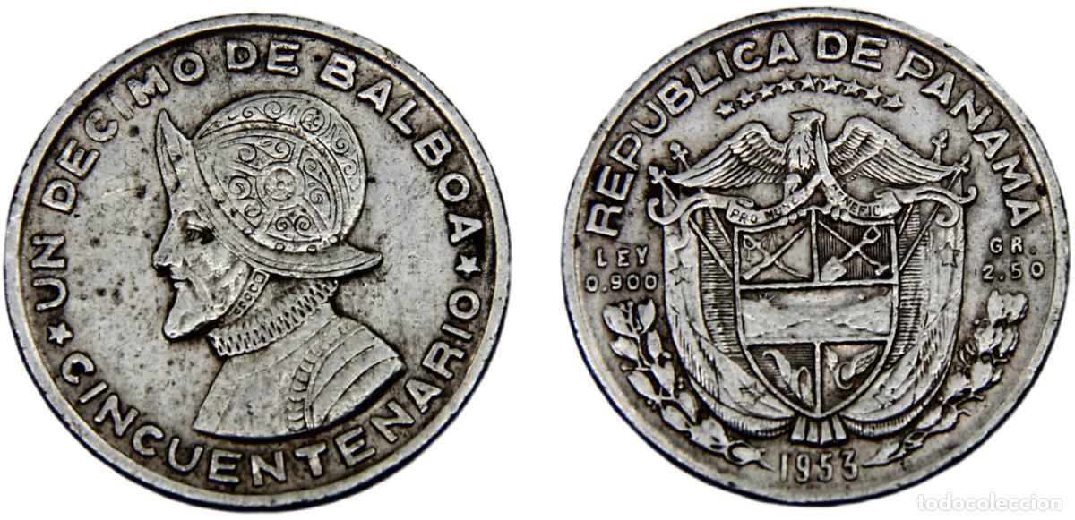 Moedas Franco: Panama Republic 1953 1/10 Balboa /Un decimo 50th Anniversary