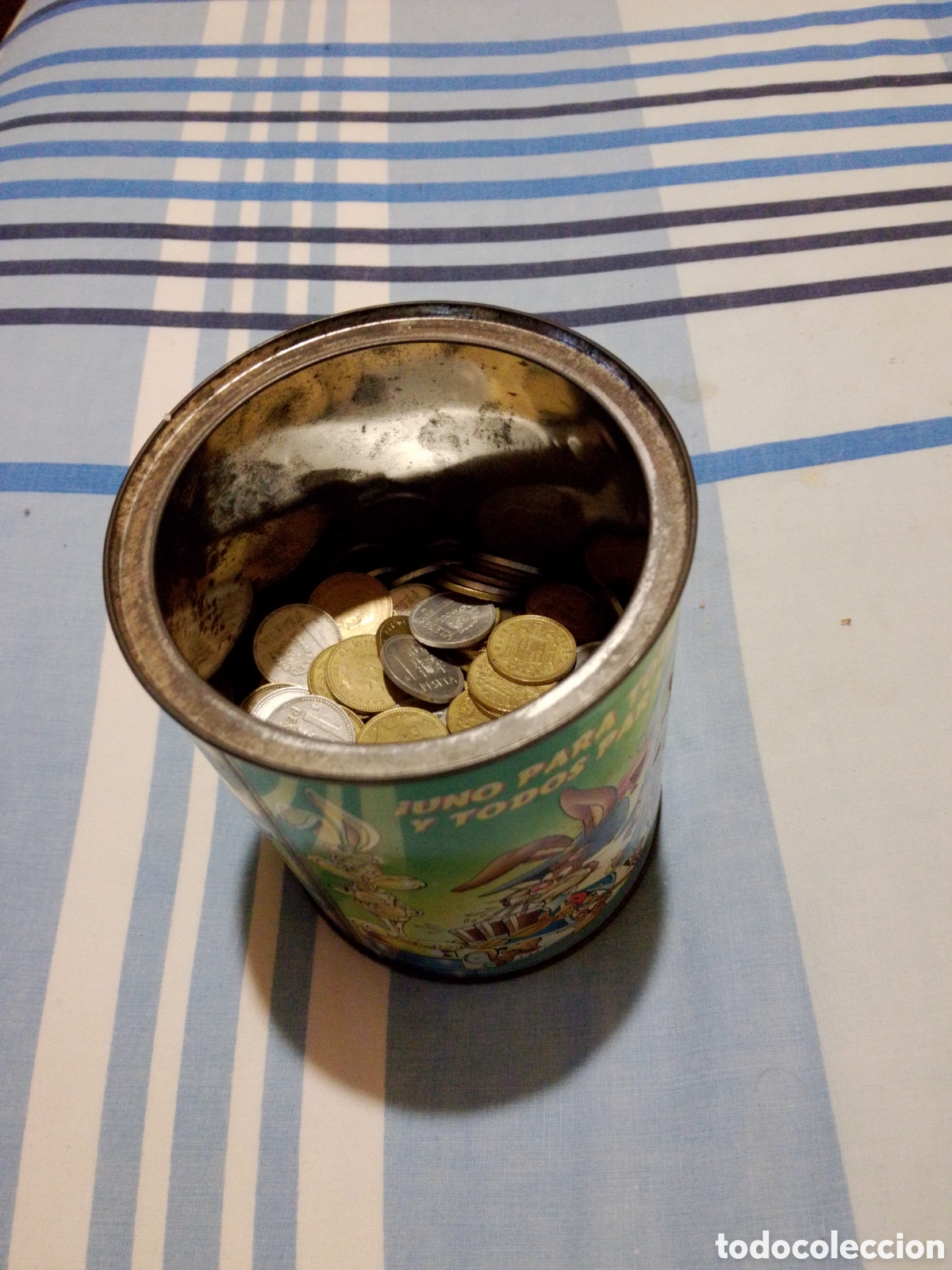 Moedas Franco: Bote con 400 monedas de 1 peseta.