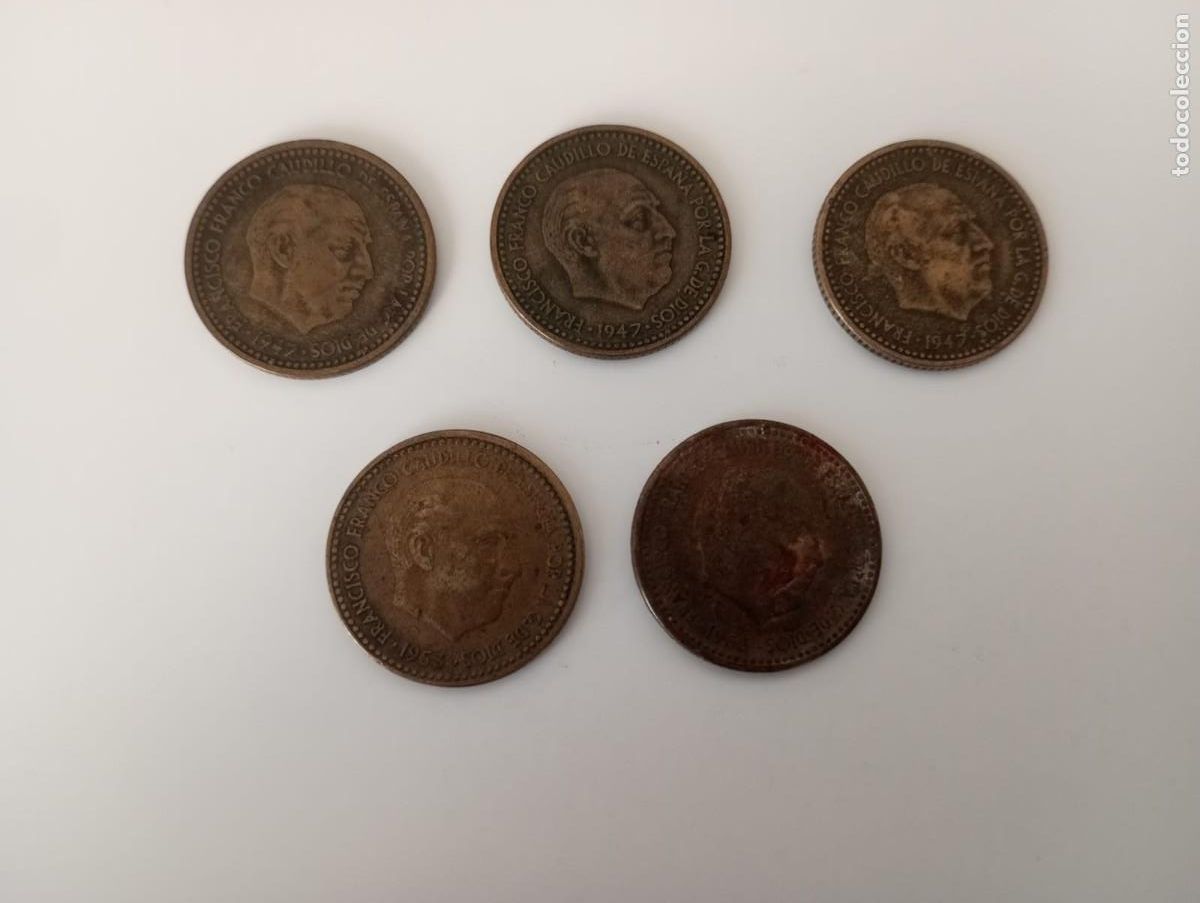 Moedas Franco: Monedas (5) - 1 peseta 1947 y 1953