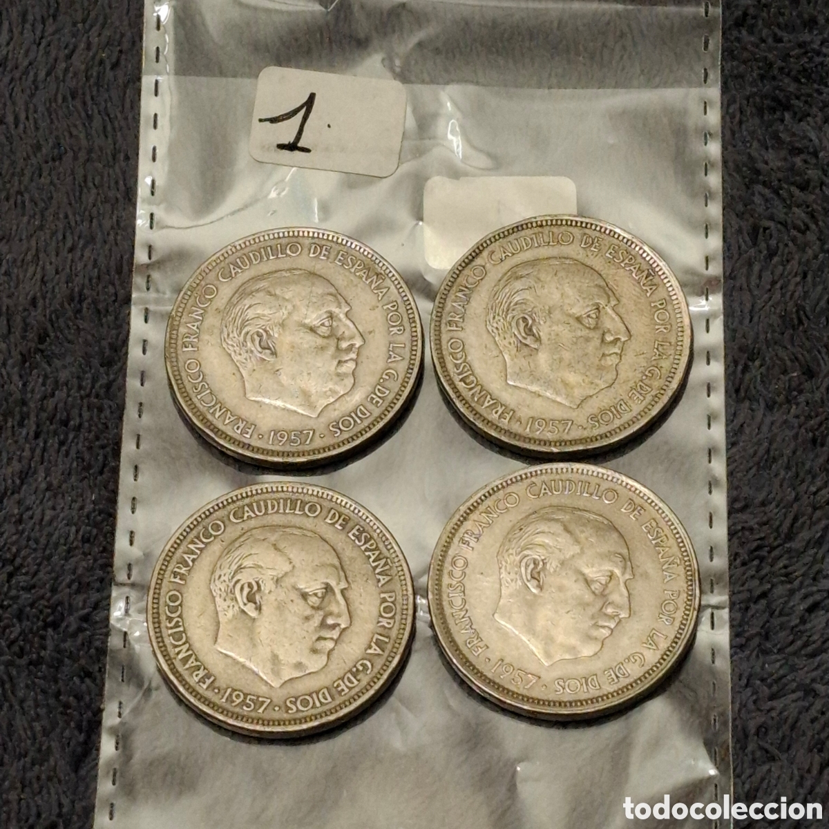 Moedas Franco: Lote, De 4 Monedas De 50 Pesetas De Francisco Franco, Del 1957, Con El Aguila.