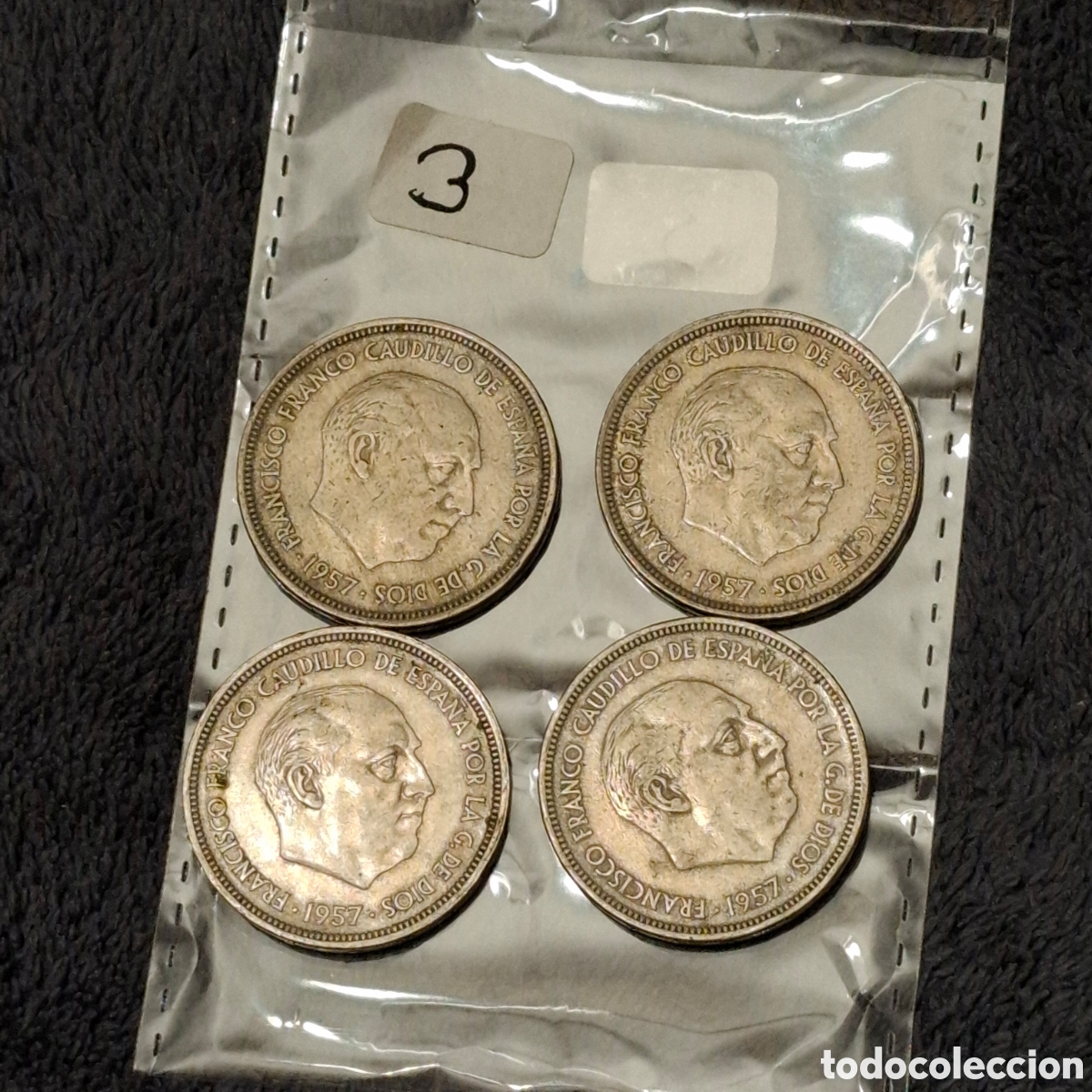 Monedas Franco: Lote, De 4 Monedas De 50 Pesetas De Francisco Franco, Del 1957, Con El Aguila.