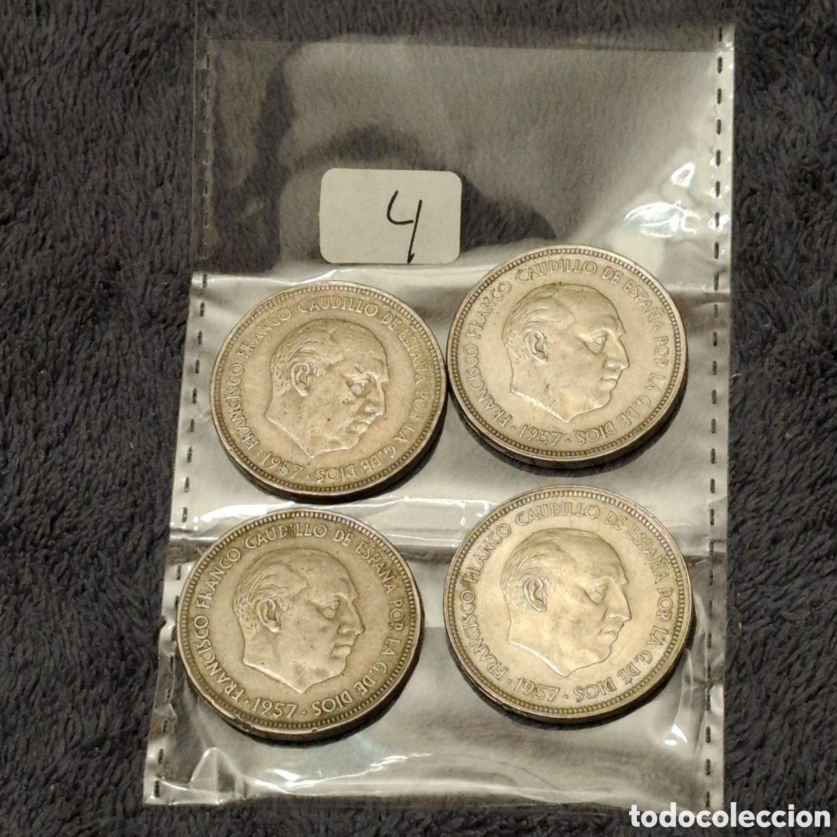 Monedas Franco: Lote, De 4 Monedas De 50 Pesetas De Francisco Franco, Del 1957, Con El Aguila.