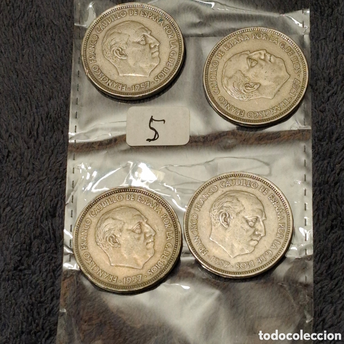 Monedas Franco: Lote, De 4 Monedas De 50 Pesetas De Francisco Franco, Del 1957, Con El Aguila.