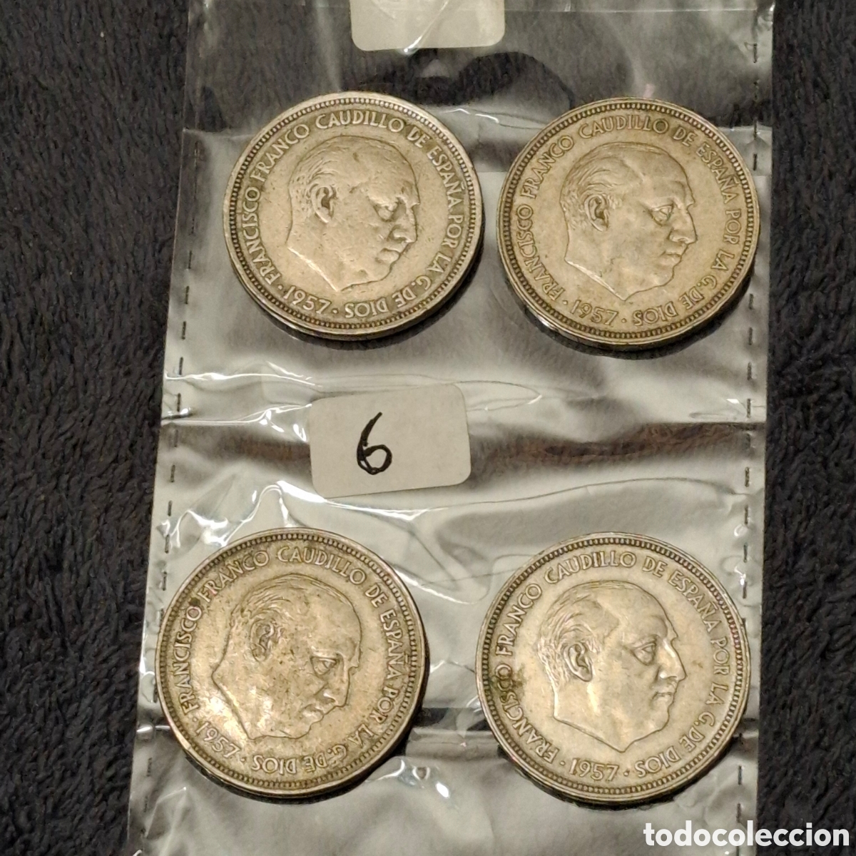Monedas Franco: Lote, De 4 Monedas De 50 Pesetas De Francisco Franco, Del 1957, Con El Aguila.