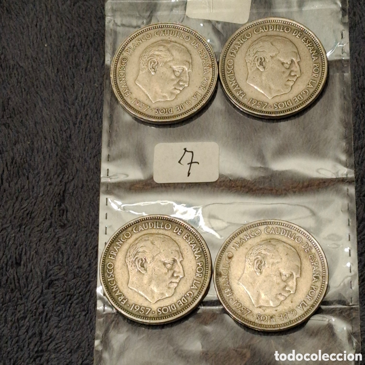 Monedas Franco: Lote, De 4 Monedas De 50 Pesetas De Francisco Franco, Del 1957, Con El Aguila.