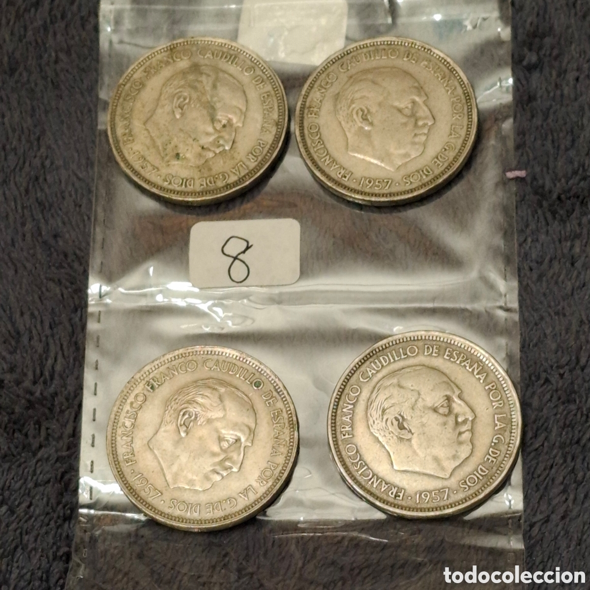 Monedas Franco: Lote, De 4 Monedas De 50 Pesetas De Francisco Franco, Del 1957, Con El Aguila.
