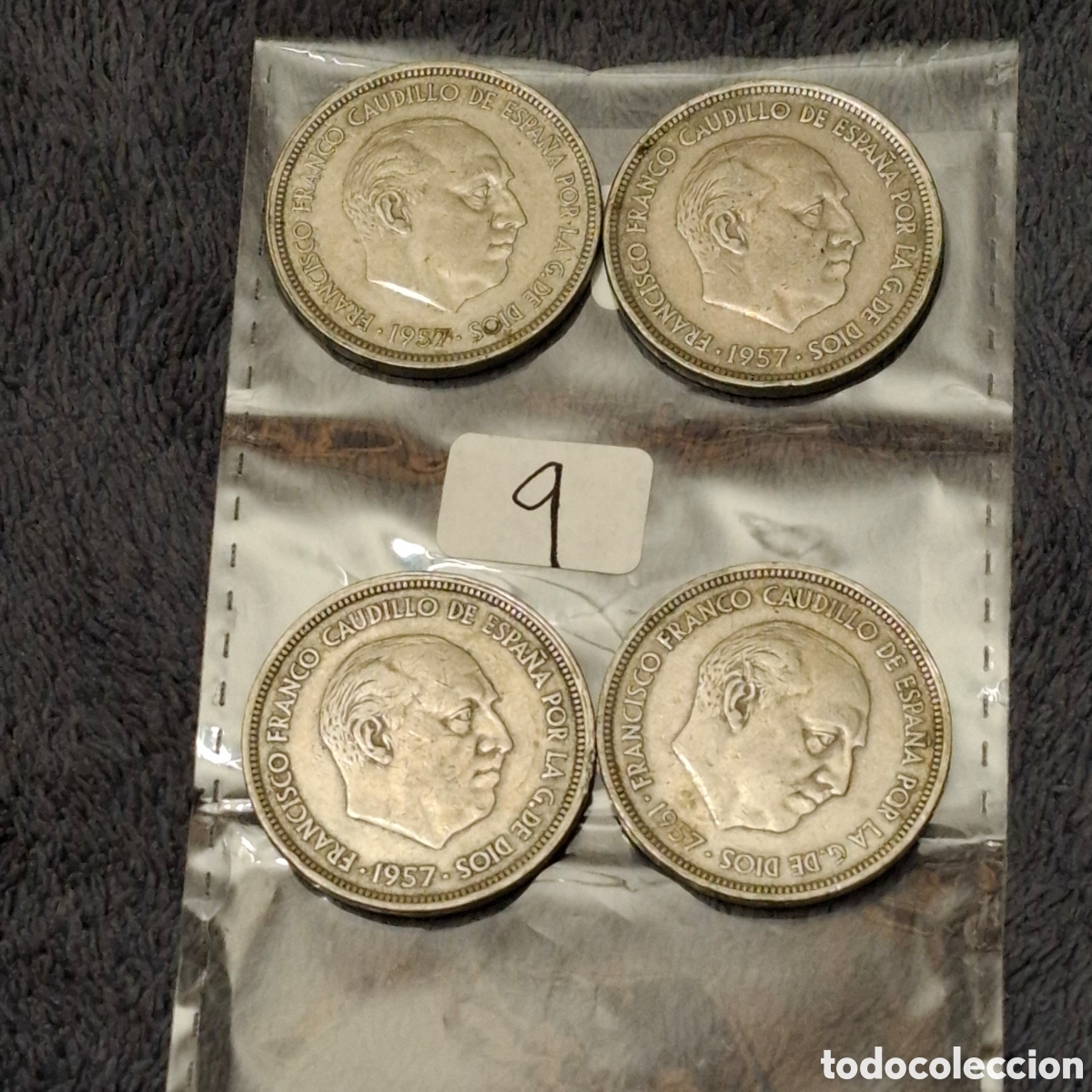 Monedas Franco: Lote, De 4 Monedas De 50 Pesetas De Francisco Franco, Del 1957, Con El Aguila.