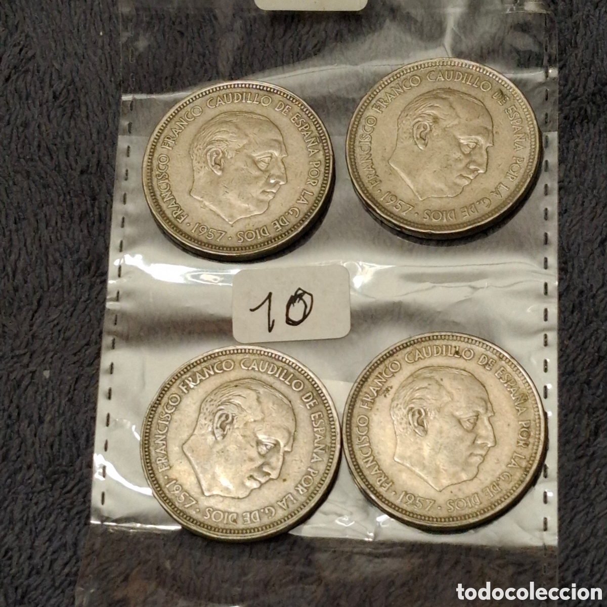 Monedas Franco: Lote, De 4 Monedas De 50 Pesetas De Francisco Franco, Del 1957, Con El Aguila.