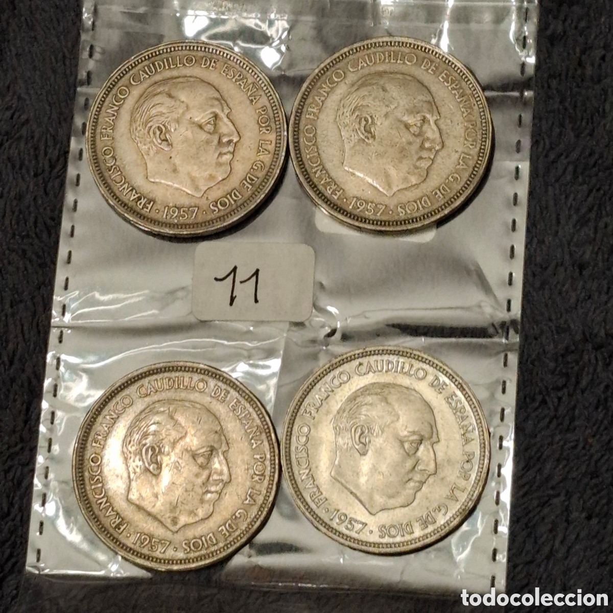 Monedas Franco: Lote, De 4 Monedas De 50 Pesetas De Francisco Franco, Del 1957, Con El Aguila.