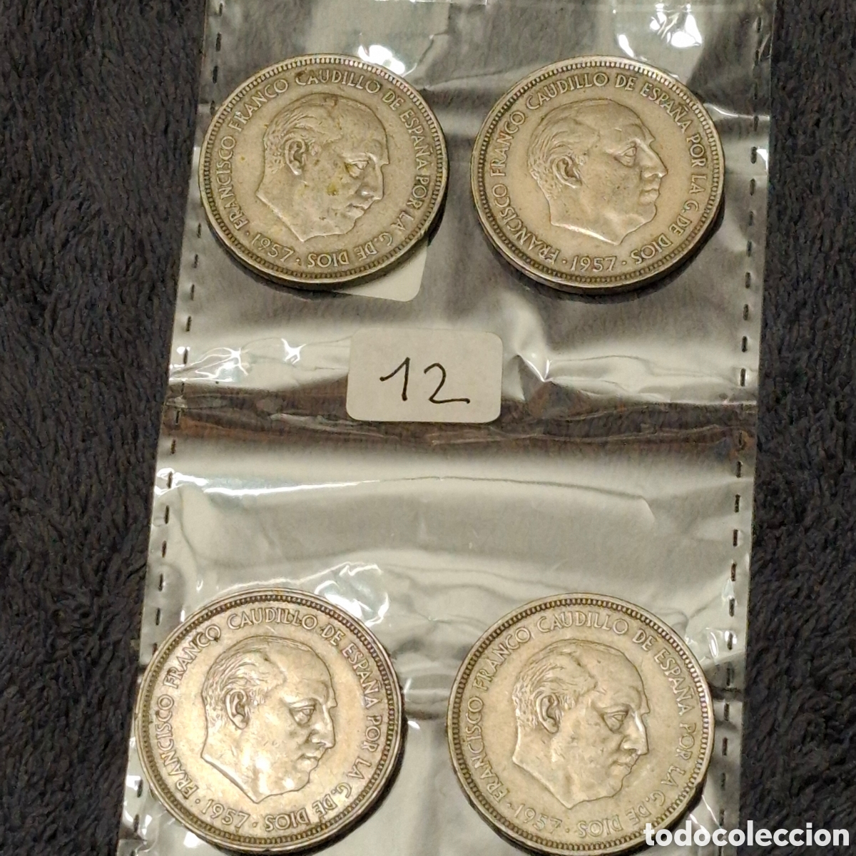 Monedas Franco: Lote, De 4 Monedas De 50 Pesetas De Francisco Franco, Del 1957, Con El Aguila.