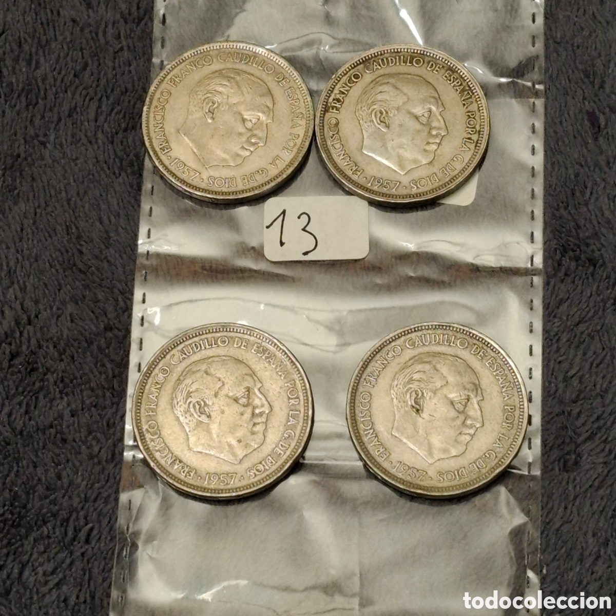 Monedas Franco: Lote, De 4 Monedas De 50 Pesetas De Francisco Franco, Del 1957, Con El Aguila.
