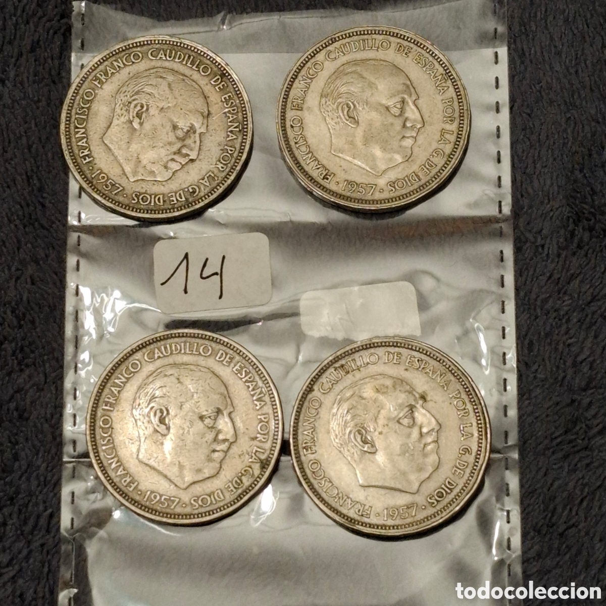 Monedas Franco: Lote, De 4 Monedas De 50 Pesetas De Francisco Franco, Del 1957, Con El Aguila.