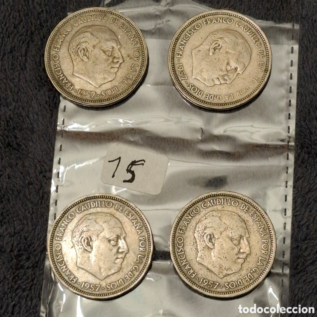 Monedas Franco: Lote, De 4 Monedas De 50 Pesetas De Francisco Franco, Del 1957, Con El Aguila.