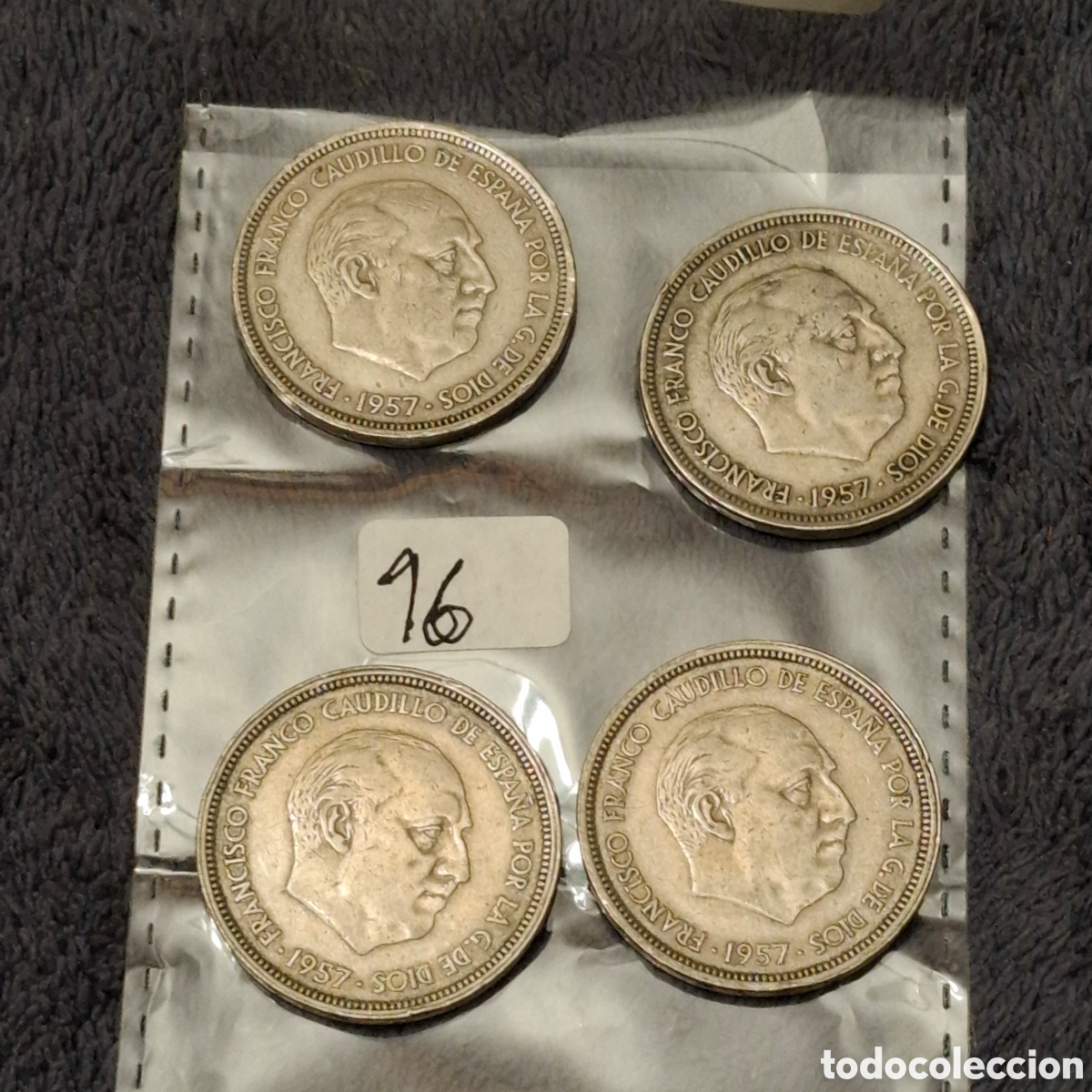 Monedas Franco: Lote, De 4 Monedas De 50 Pesetas De Francisco Franco, Del 1957, Con El Aguila.