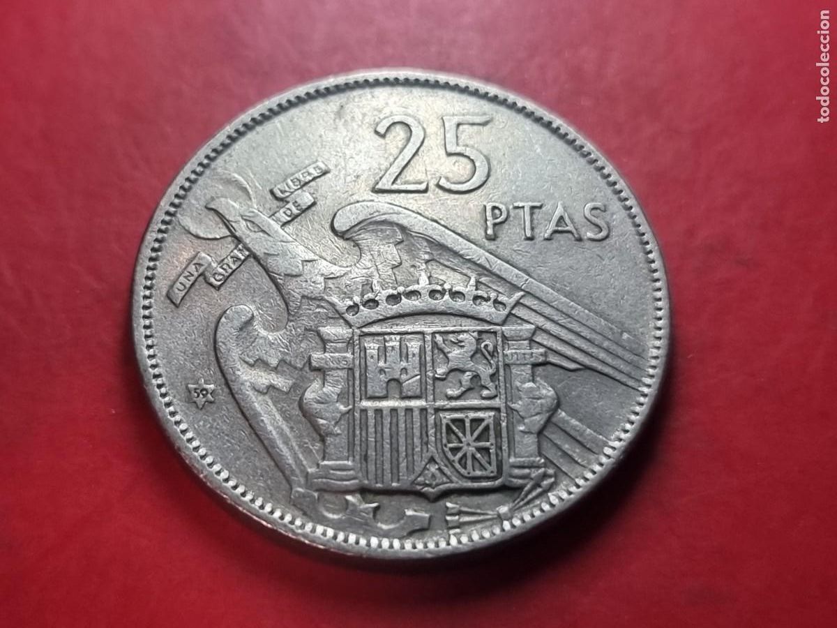 Moedas Franco: 25 PESETAS 1957 59* MBC