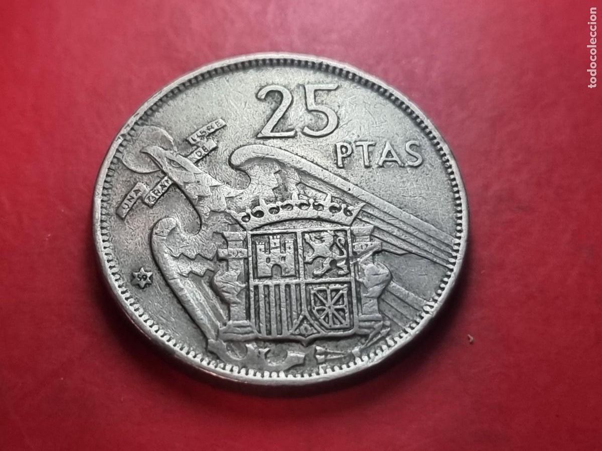 Moedas Franco: 25 PESETAS 1957 59* MBC