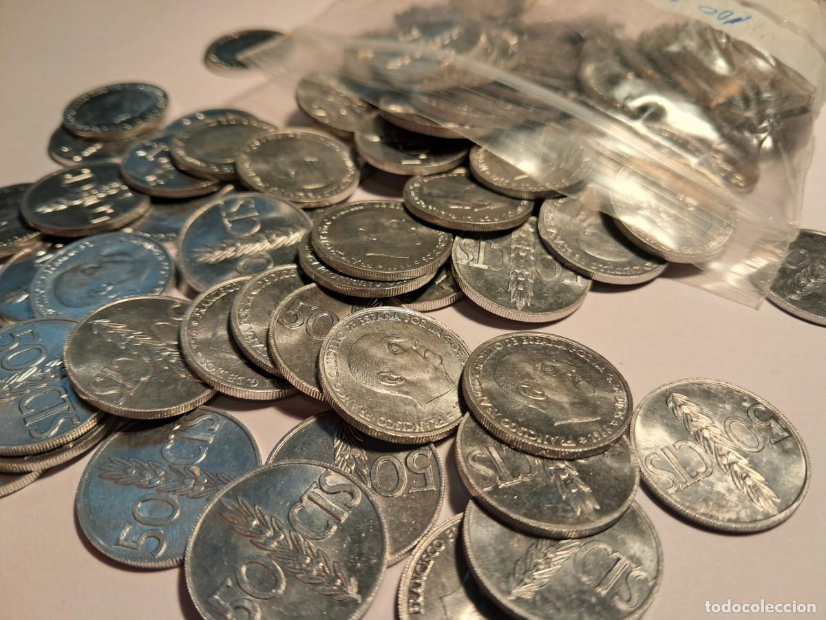 Monedas Franco: 100 monedas sin circular de 50 centimos 1966 - Foto 1