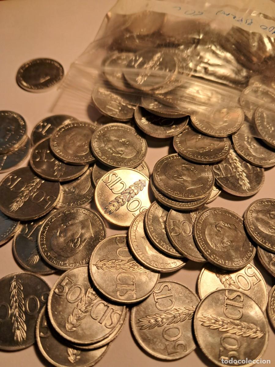 Monedas Franco: 100 monedas sin circular de 50 centimos 1966 - Foto 2