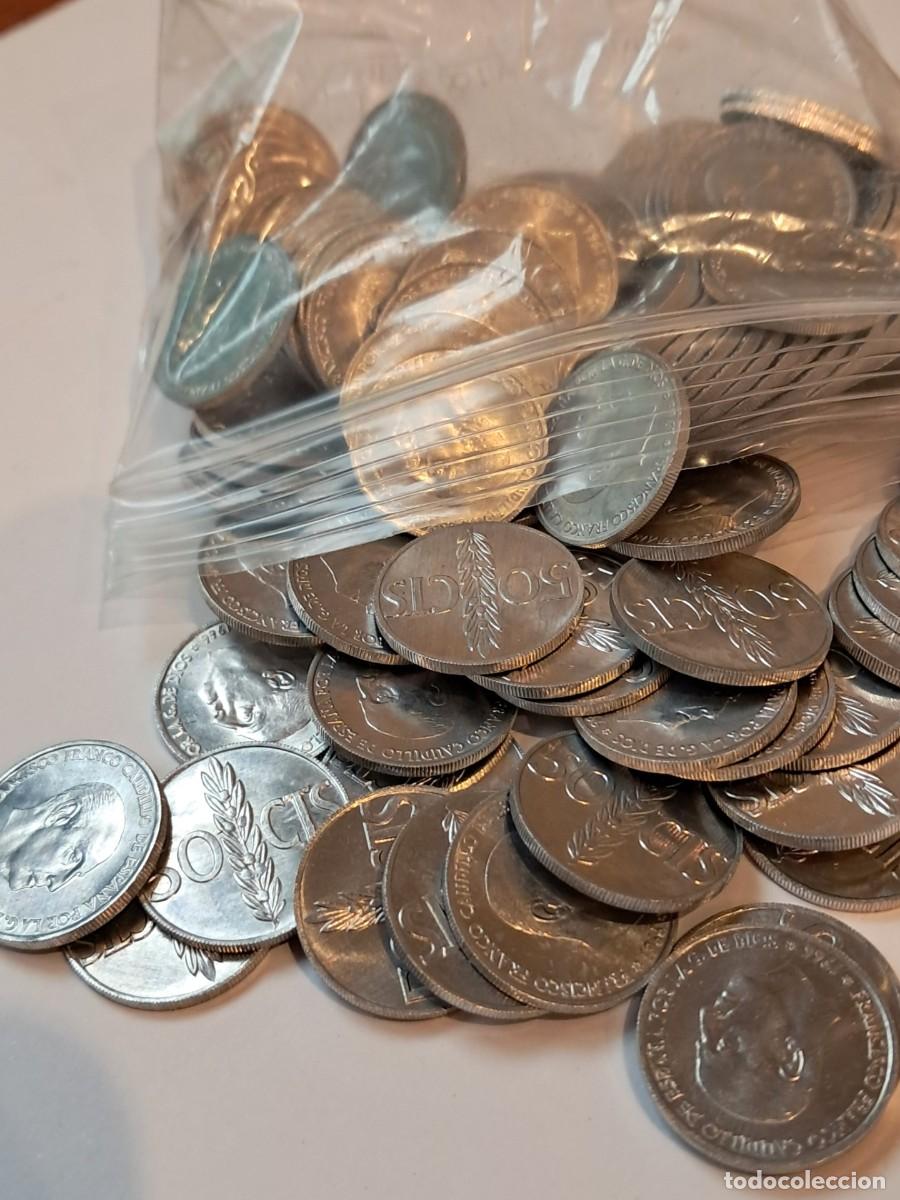 Monedas Franco: 100 monedas sin circular de 50 centimos 1966 - Foto 3
