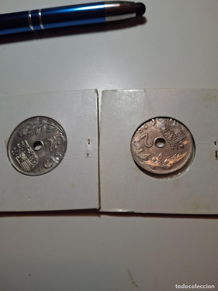 Monedas Franco: 2 monedas de 25 c&eacute;ntimos espa&ntilde;a 1937 - Foto 5