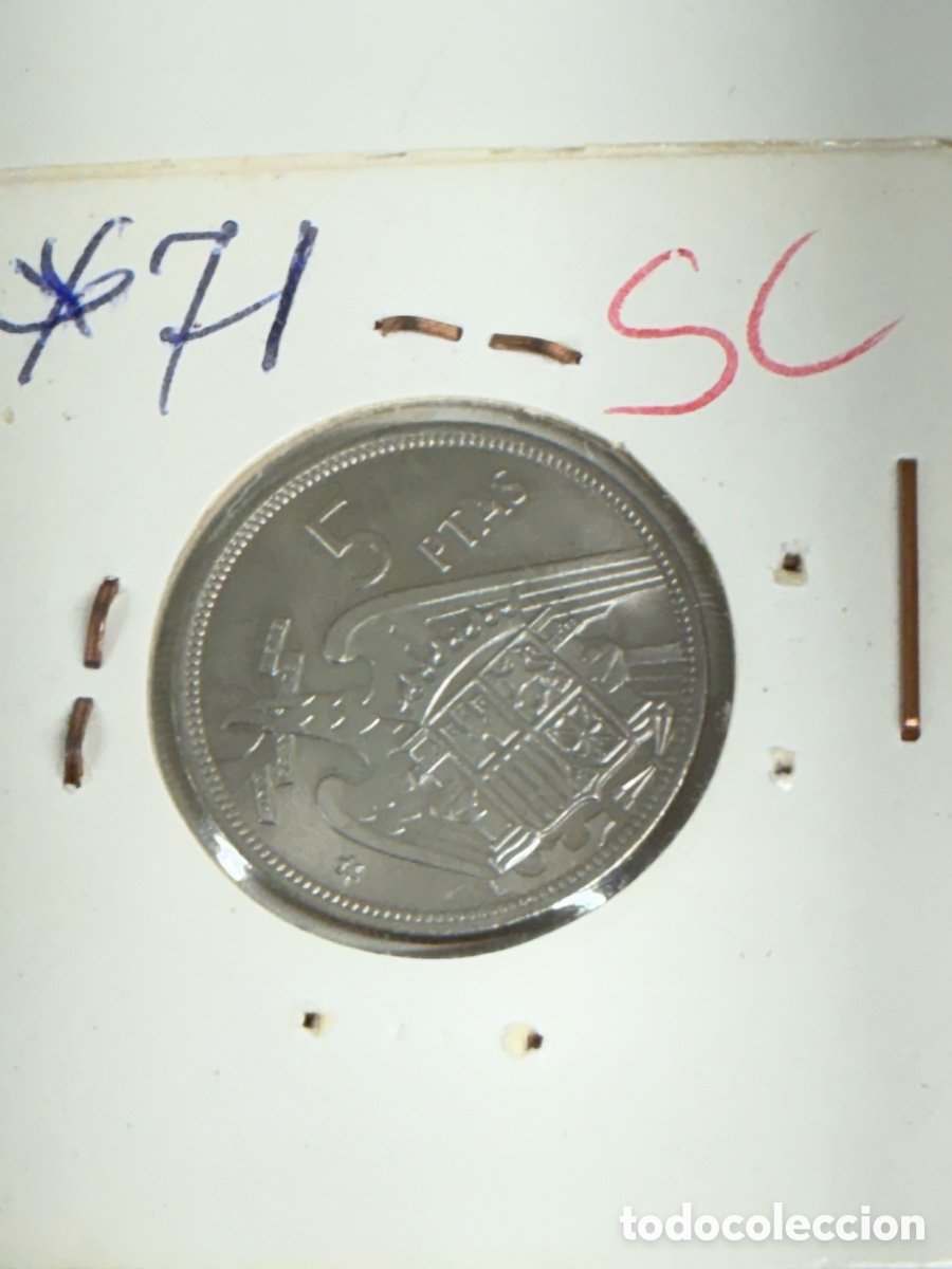 M&uuml;nzen unter Franco: 5 PESETAS 1957 *estrella 71 SIN CIRCULAR.FRANCO