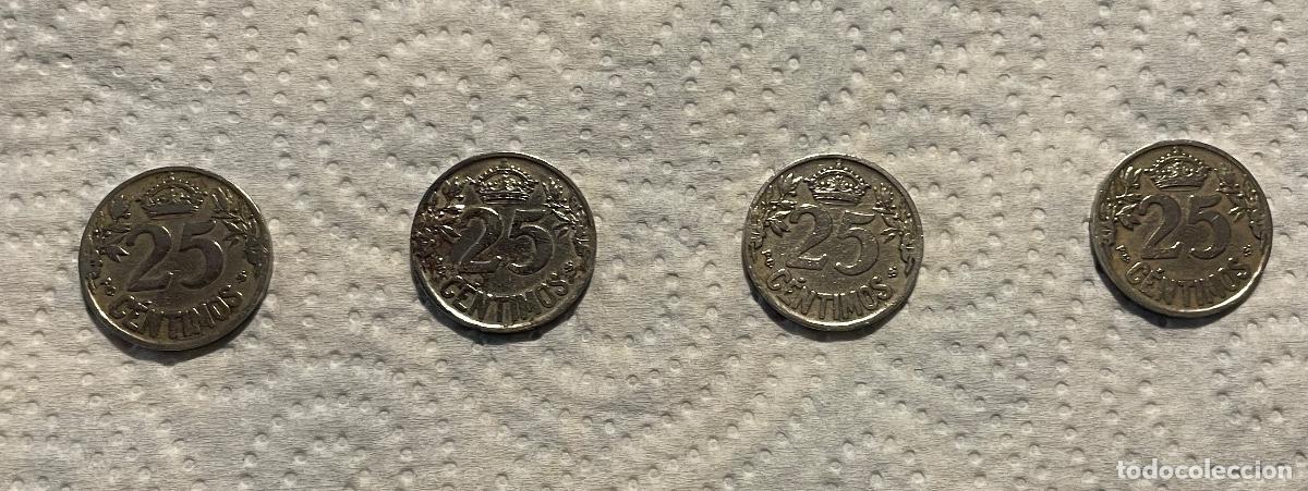 Monedas Franco: 4 Monedas de 25 c&eacute;ntimos - Carabelas - Foto 2