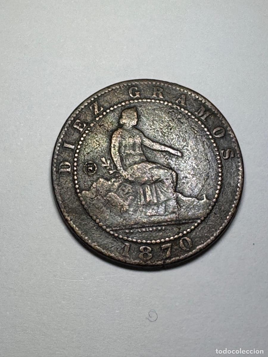 Monedas Franco: Moneda de cobre de diez c&eacute;ntimos 1870 - Foto 2