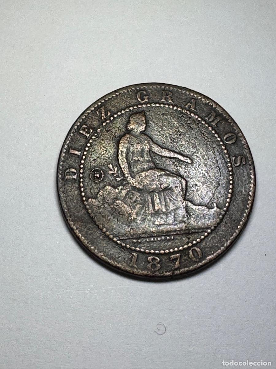 Monedas Franco: Moneda de cobre de diez c&eacute;ntimos 1870 - Foto 3