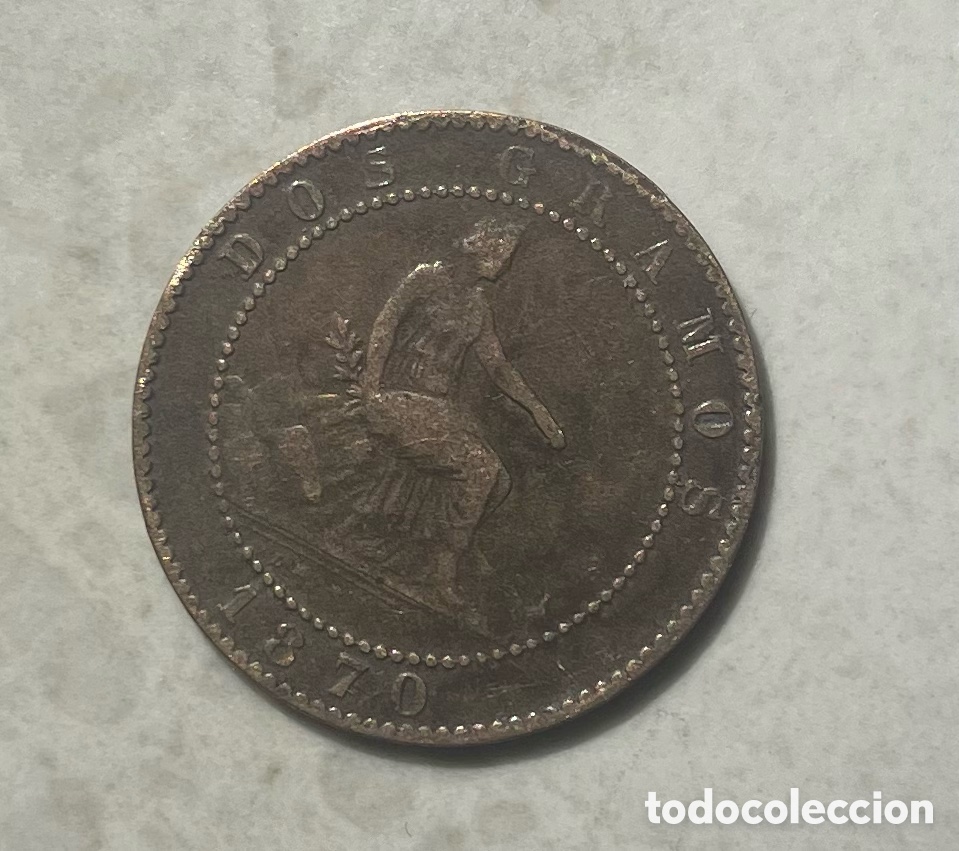 Monedas Franco: Moneda 2cent 1870 Espa&ntilde;a - Foto 1