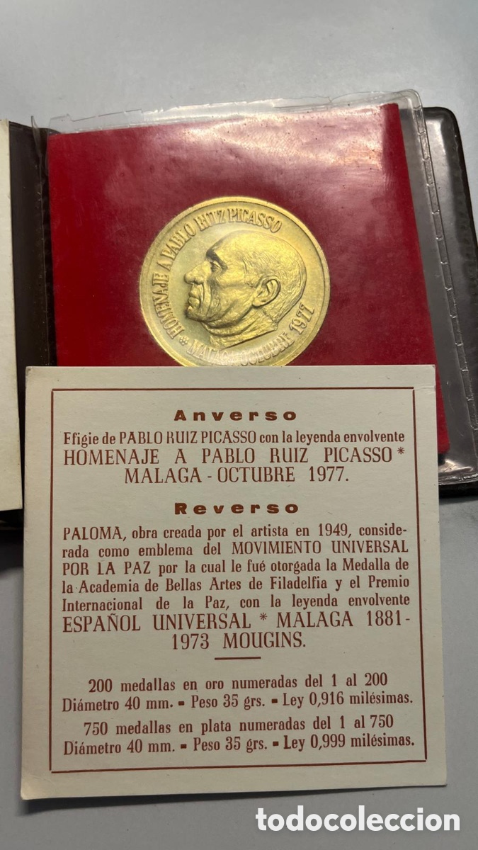 Monedas Franco: Moneda oro Picasso 22k - Foto 3