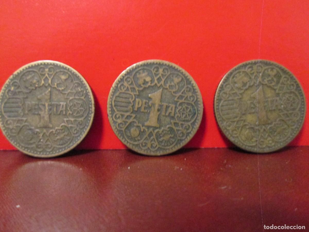 Monedas Franco: 3 MONEDAS DE PESETA 1944 - Foto 1