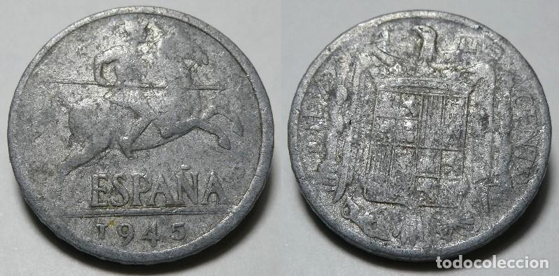 Monedas Franco: Moneda de Franco 10 c&eacute;ntimos 1945 - Foto 1