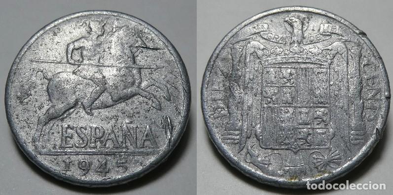 Monedas Franco: Moneda de Franco 10 c&eacute;ntimos 1945 - Foto 1