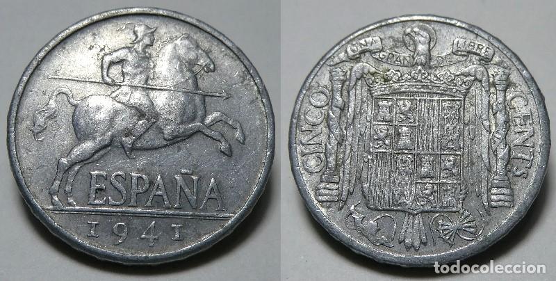 Monedas Franco: Moneda de Franco 5 c&eacute;ntimos 1941 - Foto 1