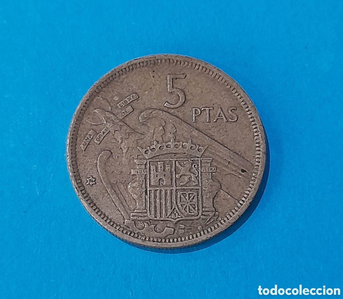 Monete Franco: Error Acu&ntilde;aci&oacute;n 5 Pesetas 1957 Error en Estrella. M&aacute;s monedas en mi perfil.