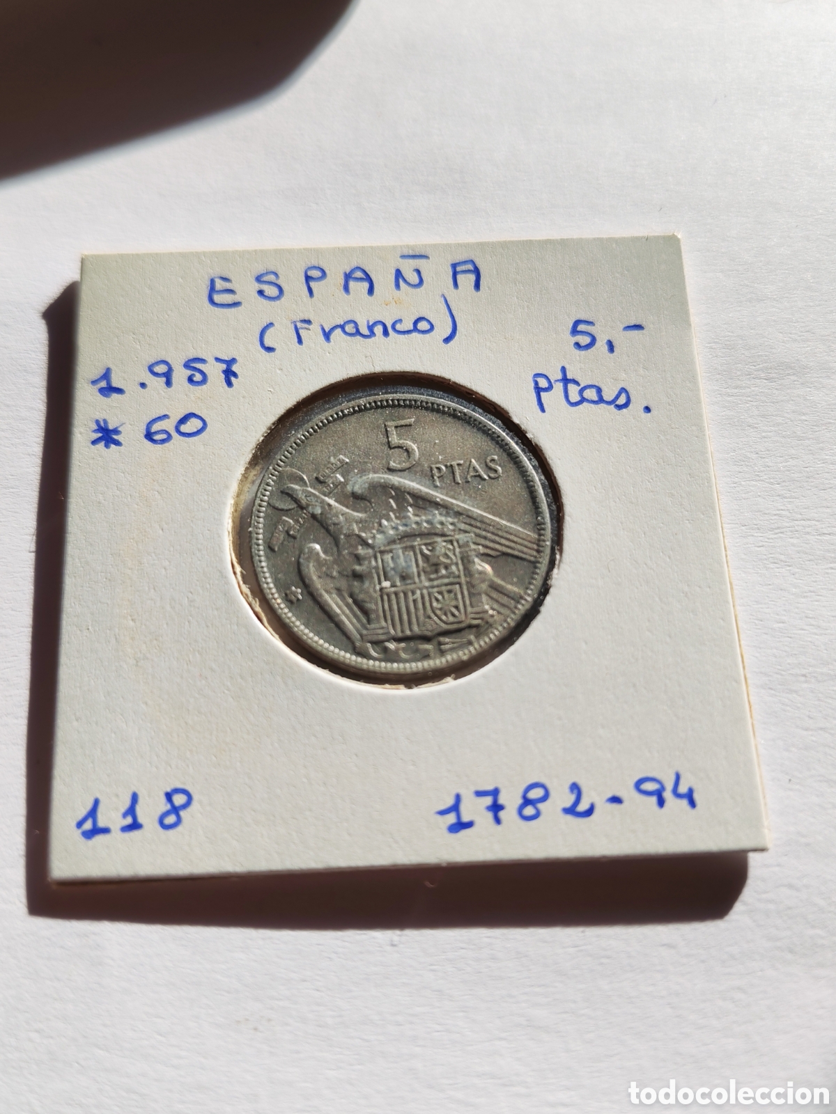 M&uuml;nzen unter Franco: Espa&ntilde;a. (Franco). 5 pesetas 1957 *60