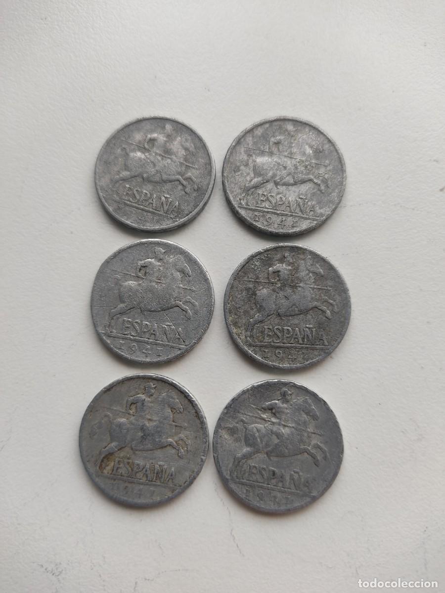 Monedas Franco: 5 c&eacute;ntimos 1941. 6 monedas. - Foto 1