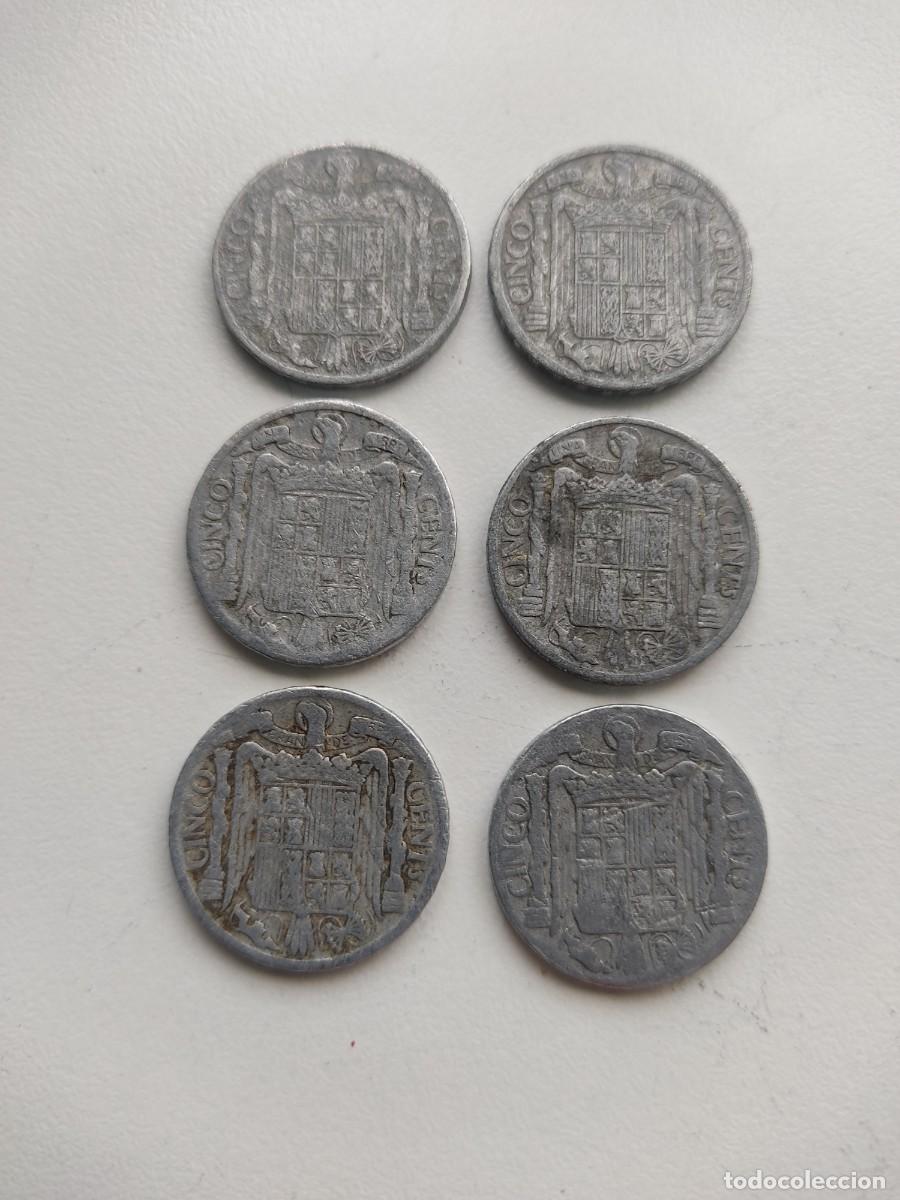 Monedas Franco: 5 c&eacute;ntimos 1941. 6 monedas. - Foto 2