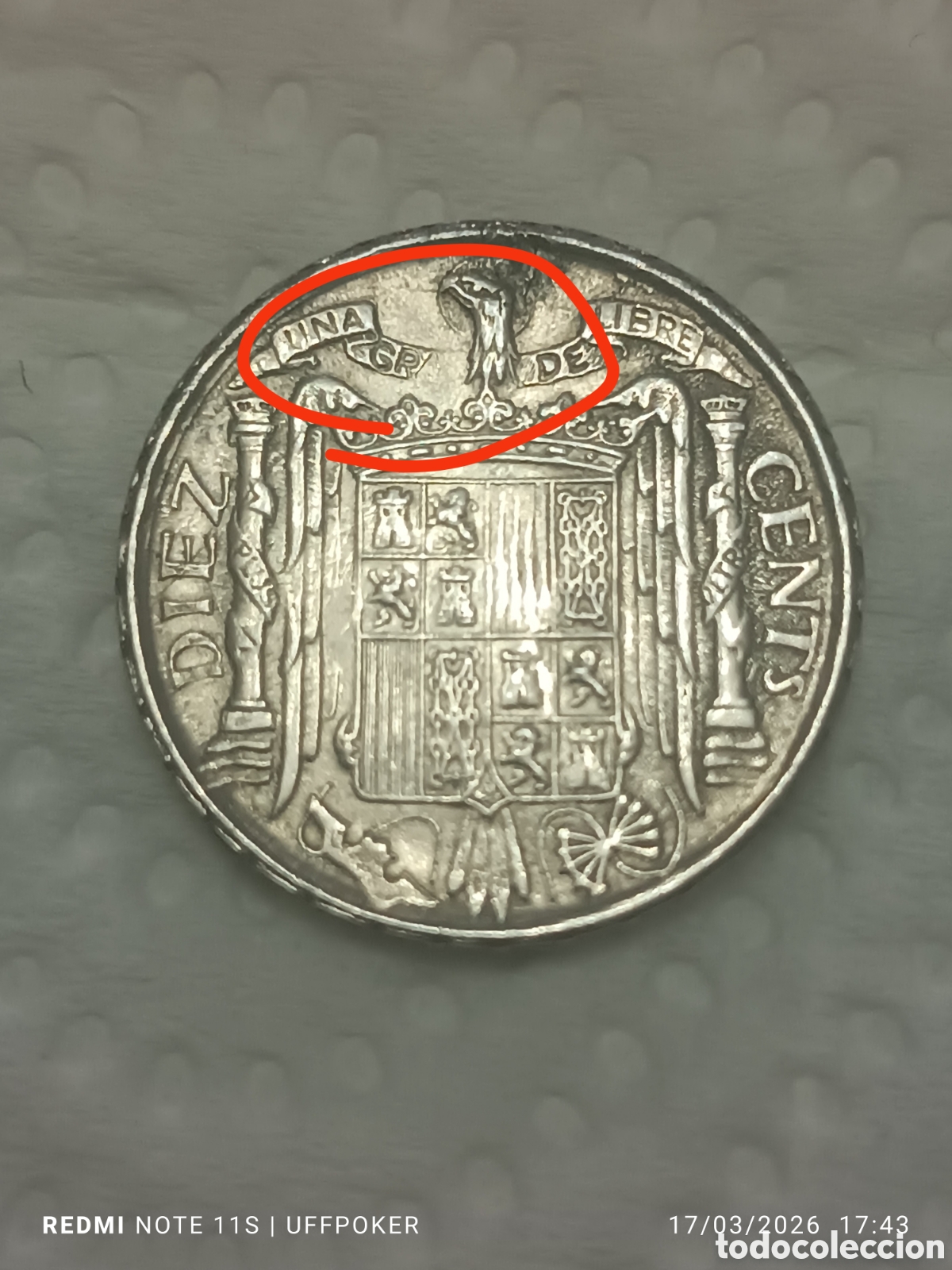 Monedas Franco: 10 c&eacute;ntimos aluminio 1940 Plus Ultra - Foto 1