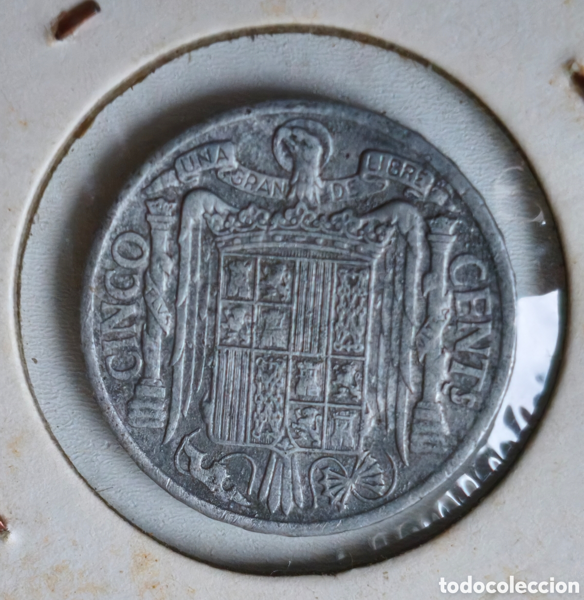 Monedas Franco: Espa&ntilde;a 5 c&eacute;ntimos 1945 SC - Foto 2