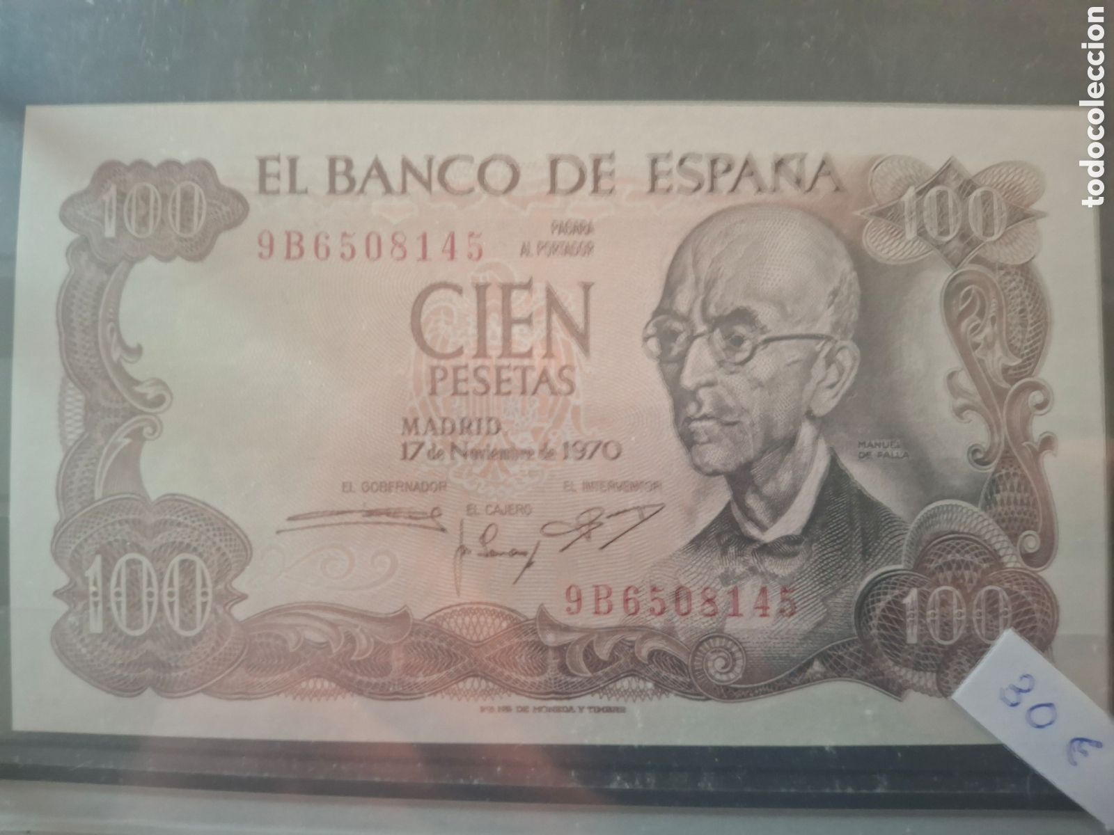 Monedas Franco: Billete de 100 ptas manuel de falla - Foto 1