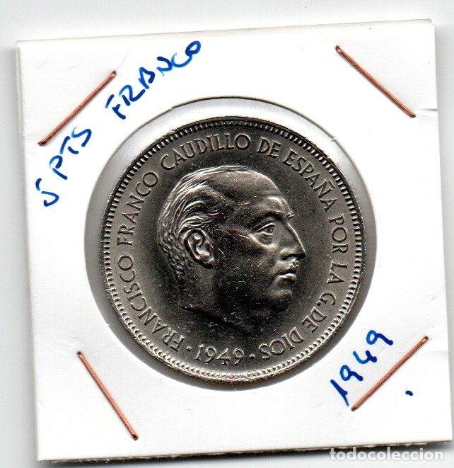 Monedas Franco: Franco 5 pesetas de 1949 - Foto 1
