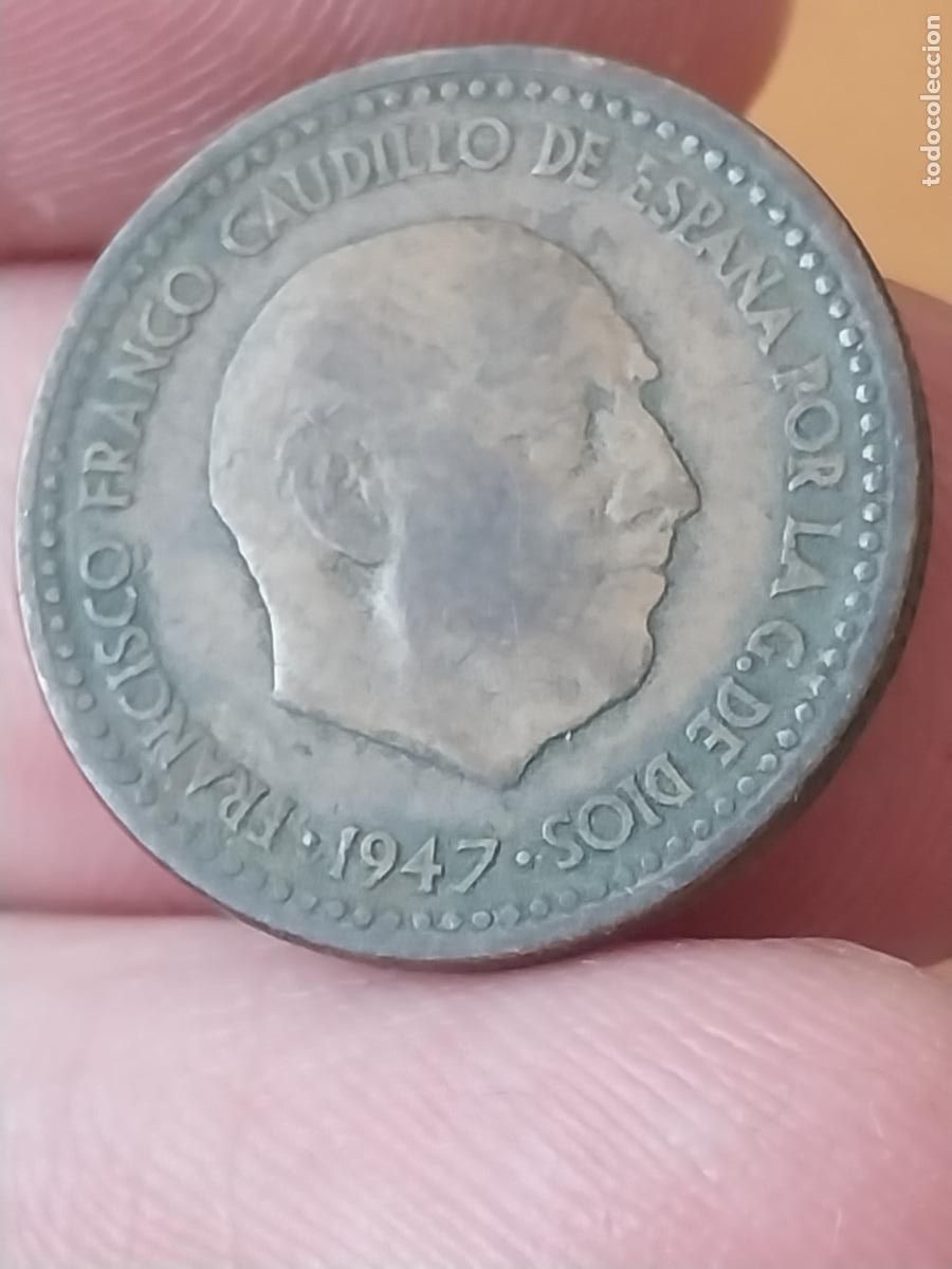 Monedas Franco: PESETA PTA 1947 ESTRELLAS ILEGIBLES MONEDA CIRCULADA ESTADO ESPA&Ntilde;OL ORIGINAL ---**