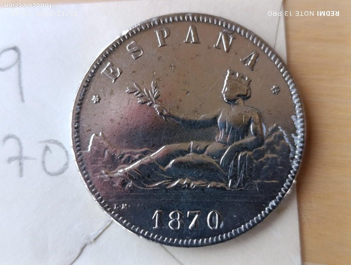 Monedas Franco: ESPA&Ntilde;A, 5 PESETAS, 1870. 1&ordf; REP. ESPA&Ntilde;OLA. PLATA.
