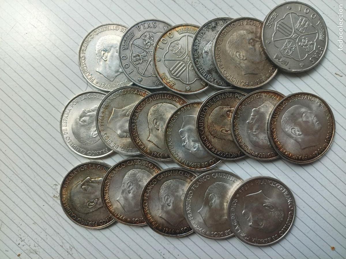 Monedas Franco: Francisco Franco. 18 monedas de 100 pesetas de plata de 1966