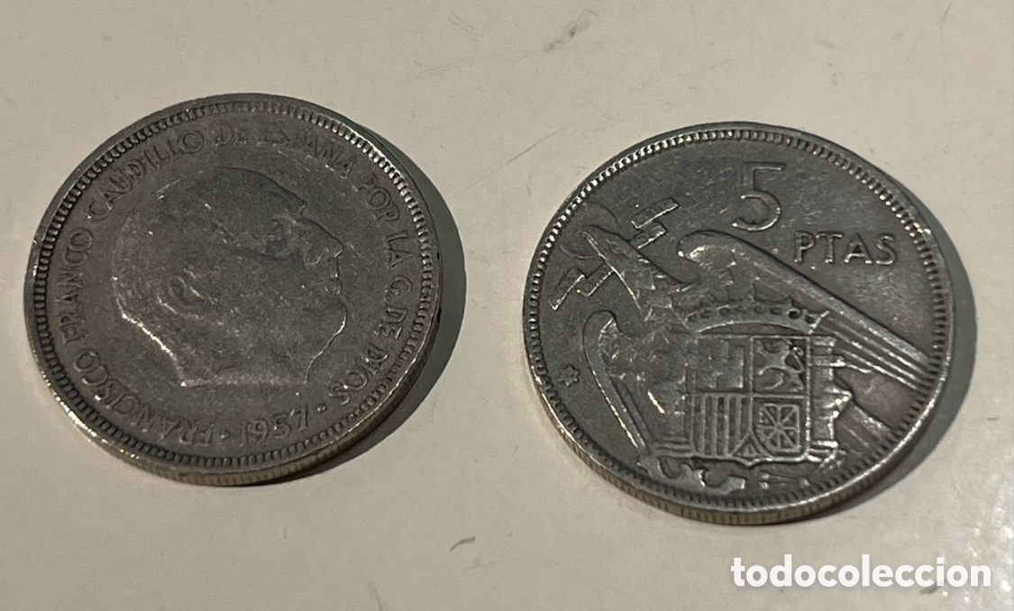 Monedas Franco: Moneda. Espa&ntilde;a. Francisco Franco. 5 Pesetas. 1957*57.